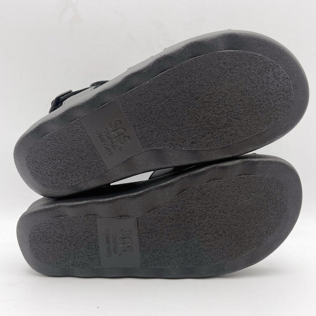 SAS Womens Huggy Adjustable Comfort Sandal US 6.5M EU 37 Black Leather NWOB