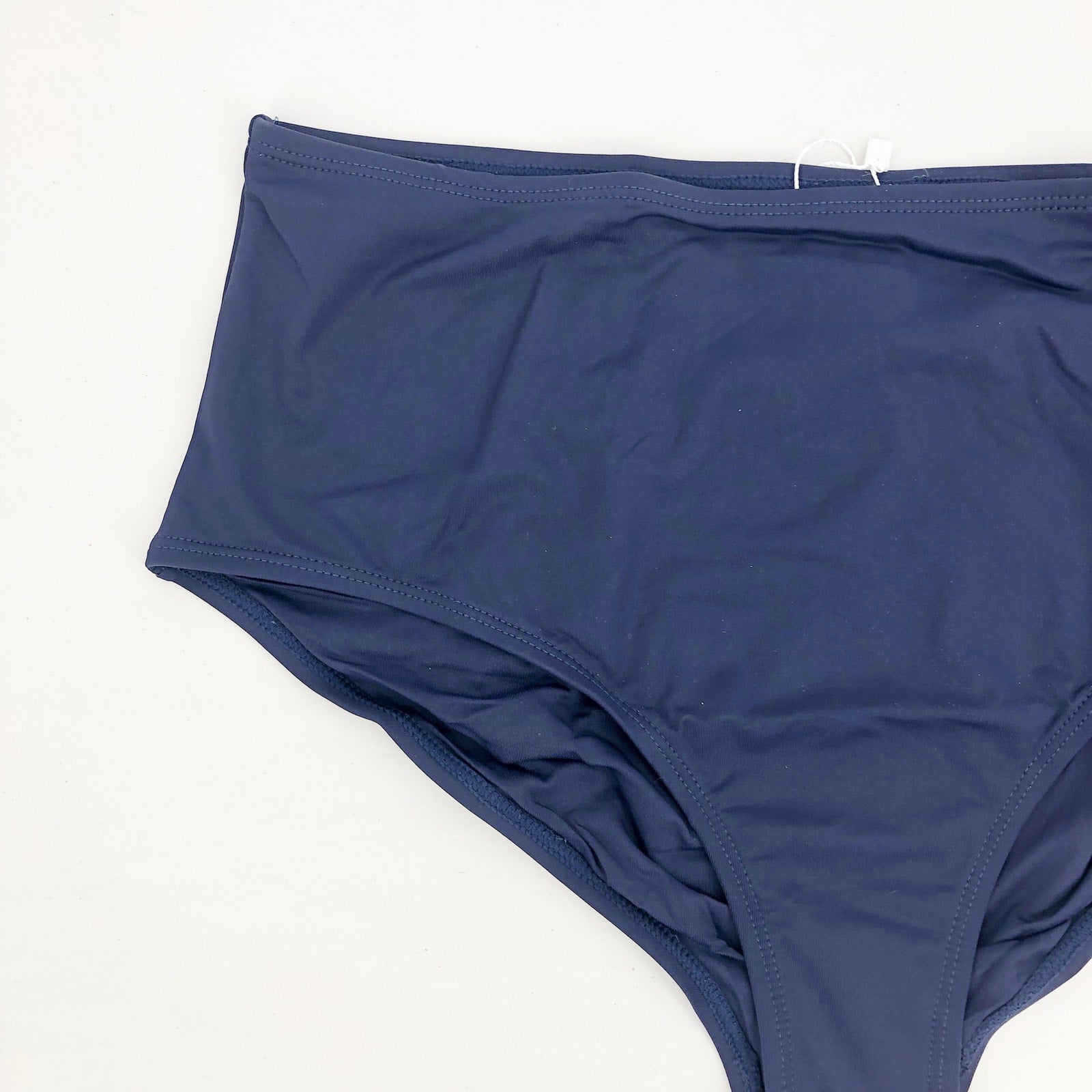 ANDIE SWIM The High Waisted Bikini Bottom Large Navy Blue Full Coverage Swim NWT