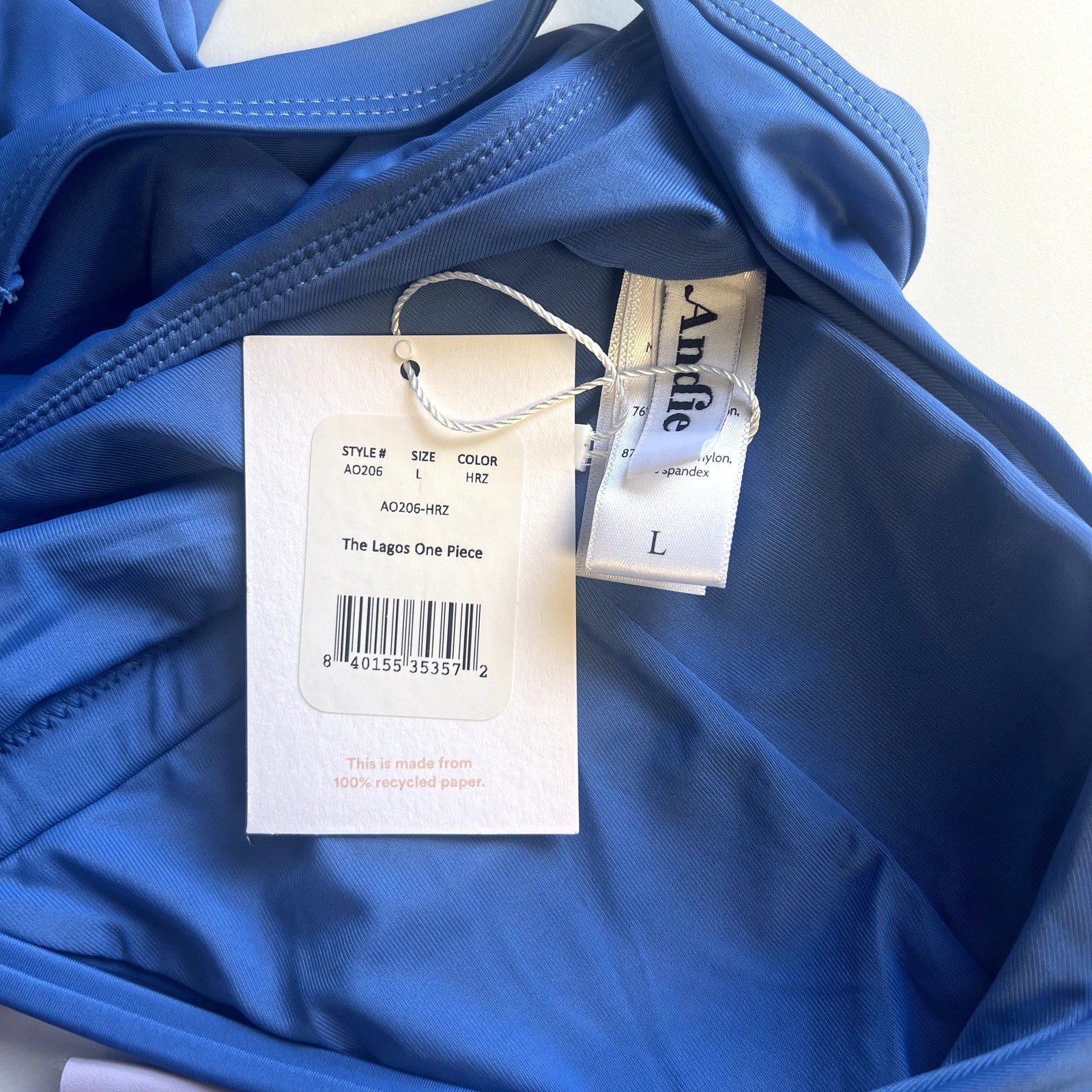 ANDIE SWIM Lagos One Piece Swimsuit Large 12-14 Smooth Blue