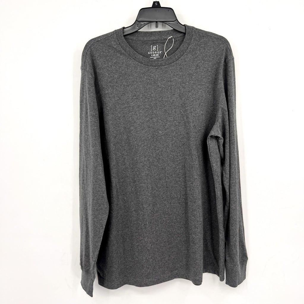 GEORGE Men's Cotton Long Sleeve Crew Neck Tee Large Charcoal Sky Heather NWT