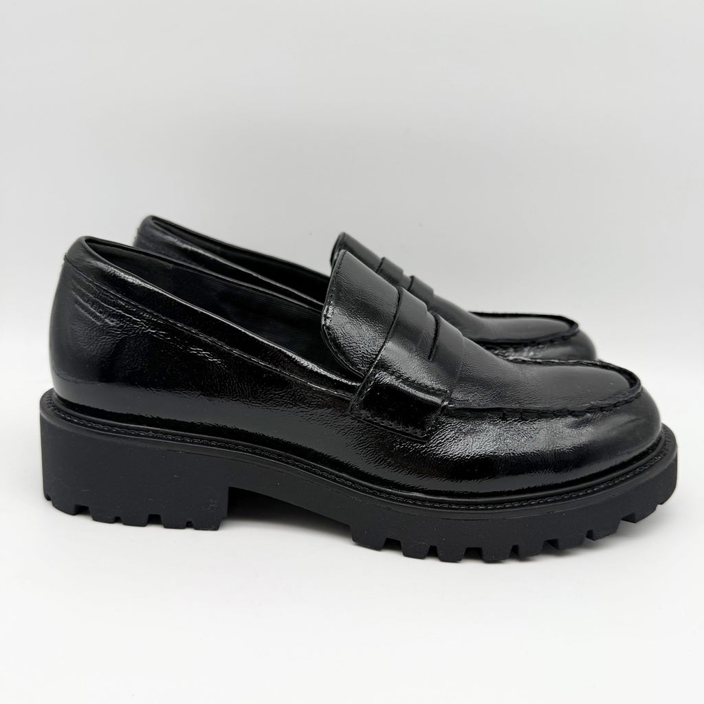 Vagabond Women Kenova Penny Loafers EU 38 US 8 Black Crinkle Leather NIB