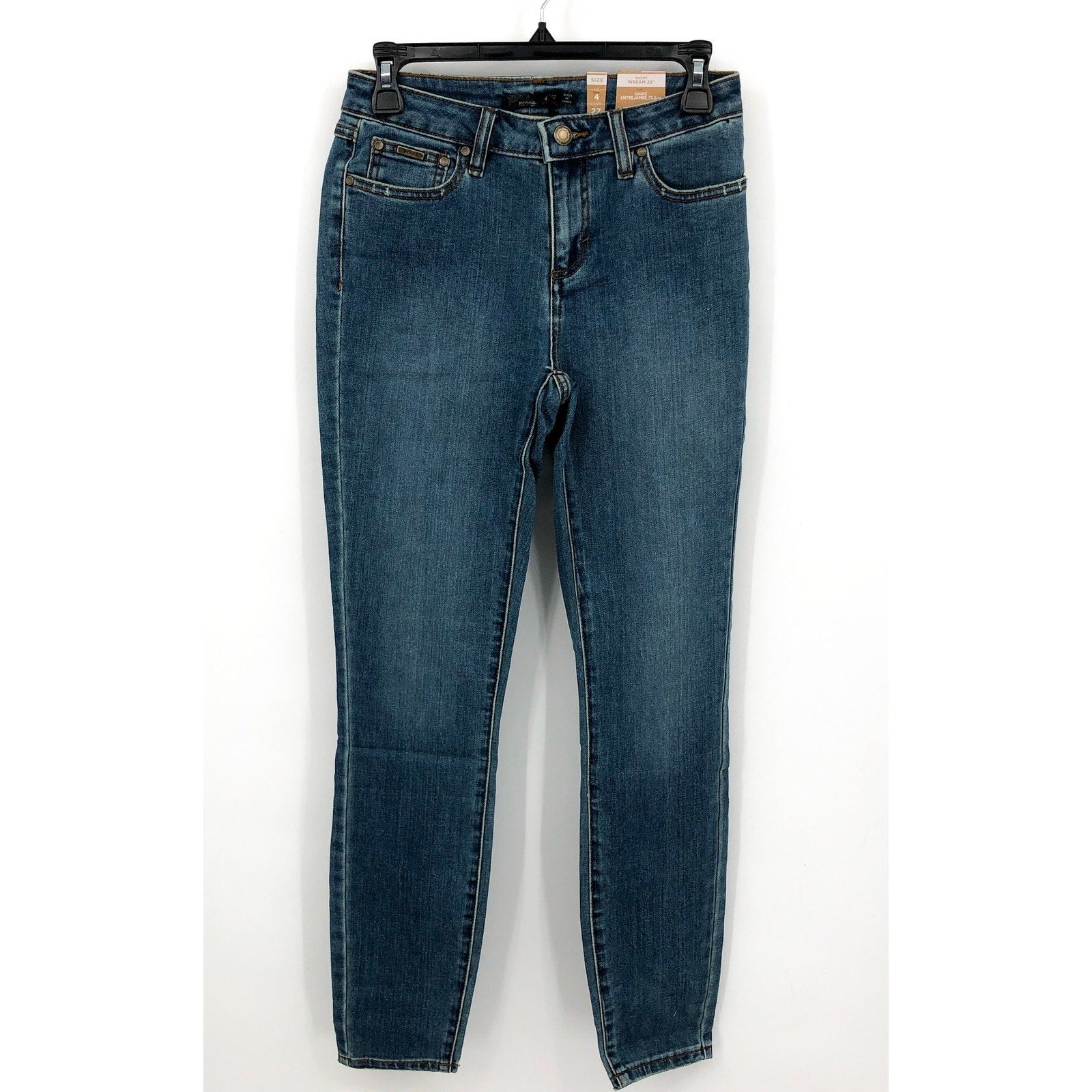 PRANA Womens Sienna Mid Rise Skinny Jeans 26x31 US 2 True Blue Stretch Denim NWT