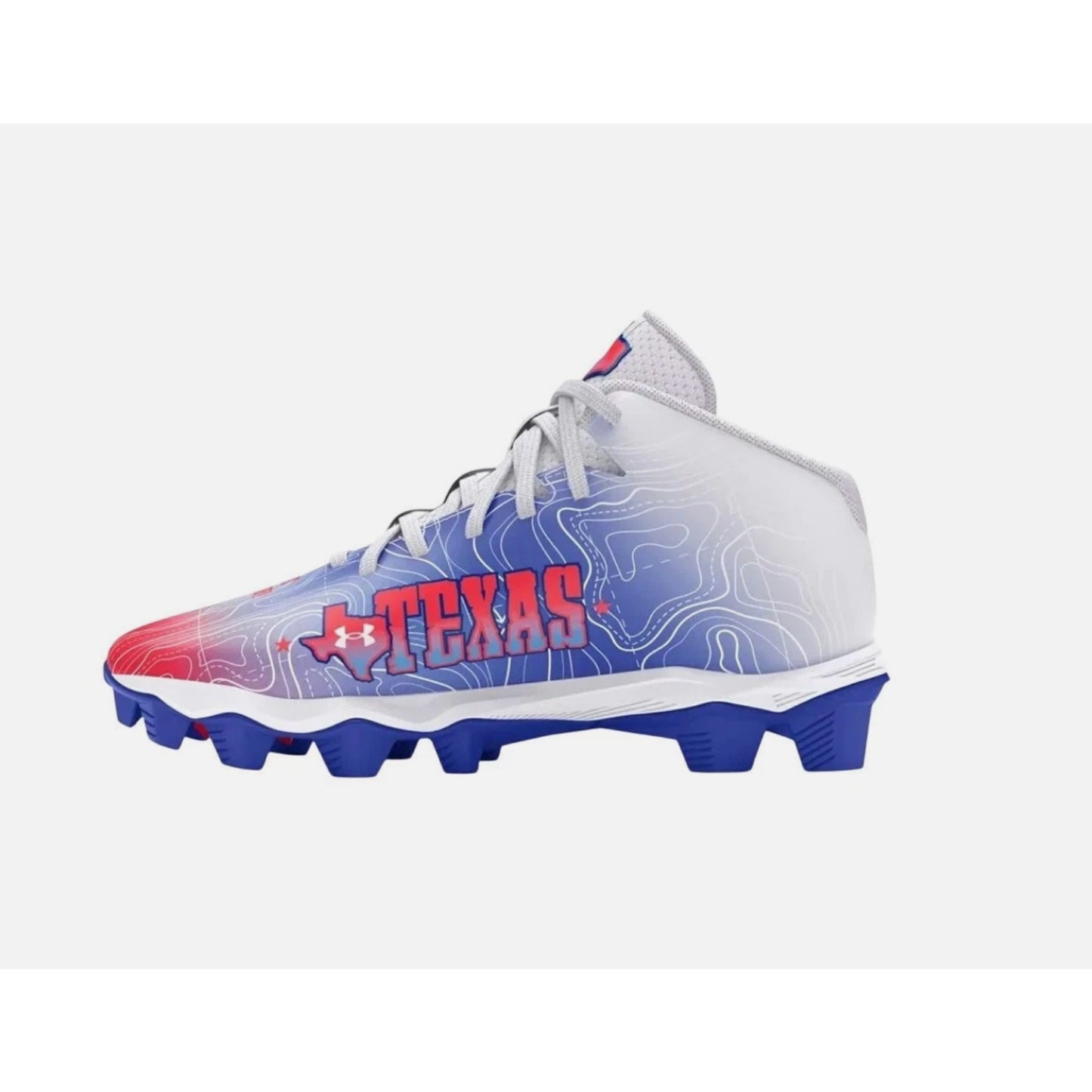 Under Armour Boys Spotlight Fran RM 4 TX Football Cleats 2.5 Red White Blue NWOB