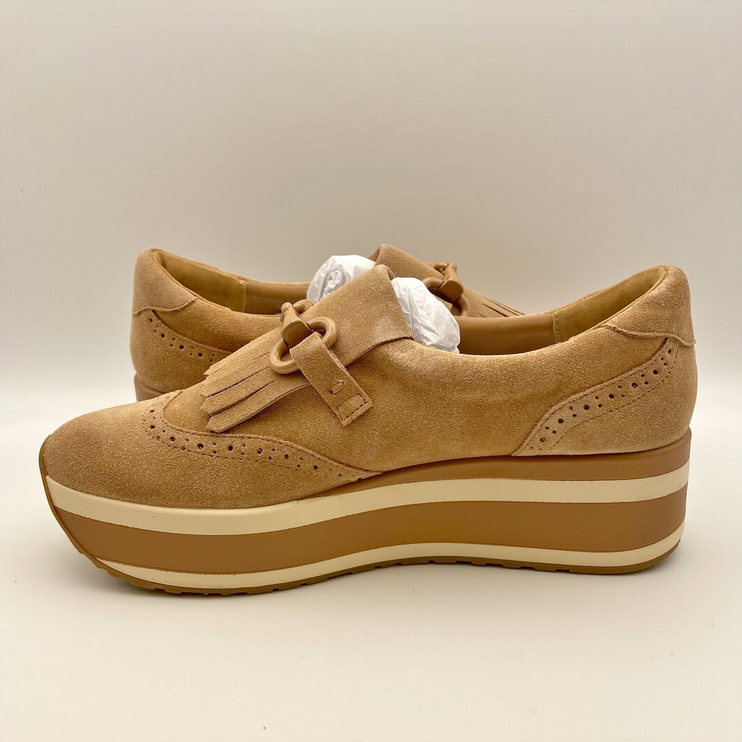 Dolce Vita Women's Jhax Suede Shoe US 9 EU 39-40 Light Brown/Cream NIB