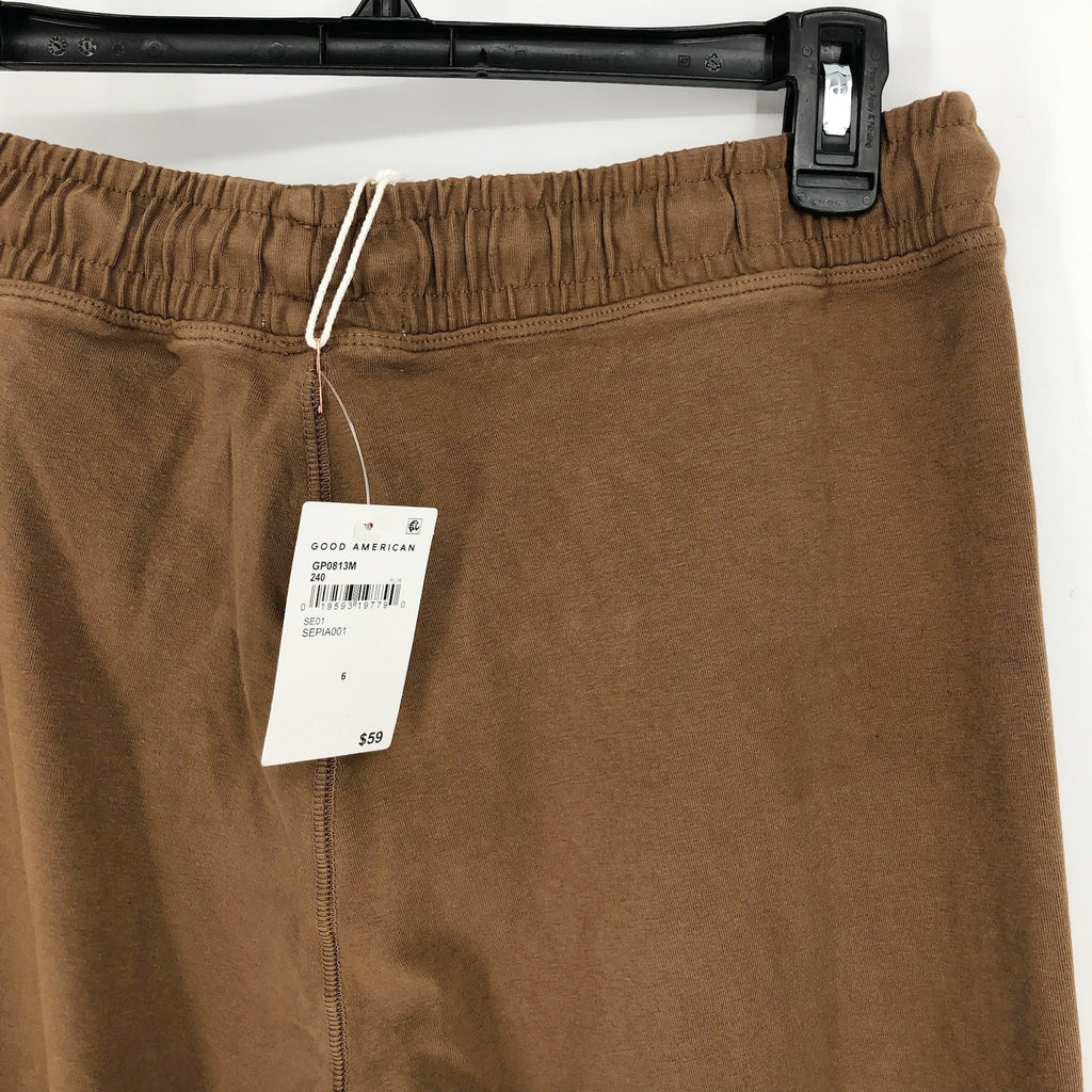 GOOD AMERICAN Essential Tie-Waist Leggings 3XL Tan Sepia Cotton Jersey NWT