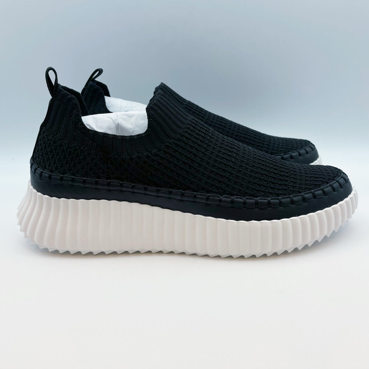 Steve Madden Womens Samarah Knit Sneakers Size 8.5 M Black Slip On Casual NIB