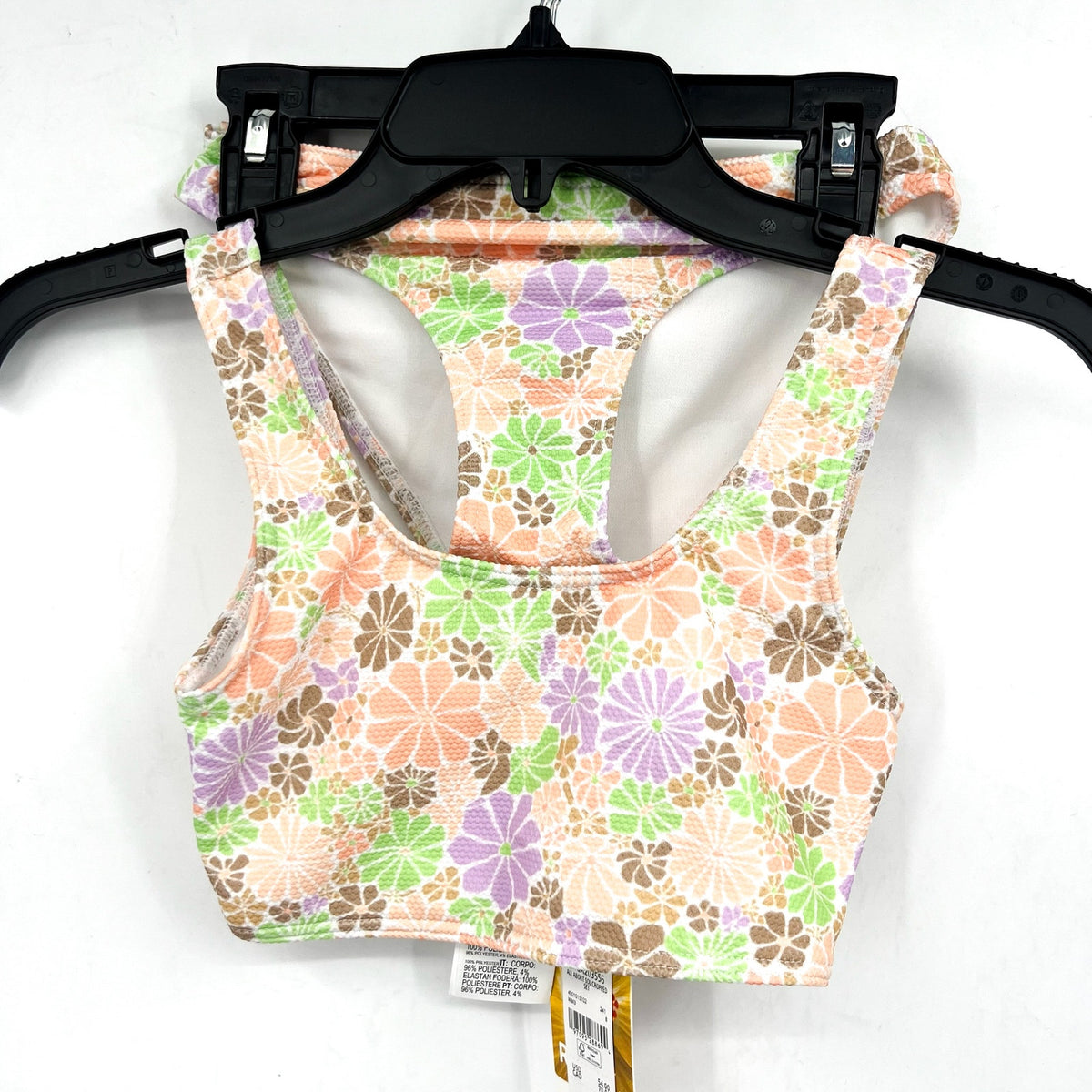 ROXY Girl's All About Sol Cropped Bikini Set Size 16 Pink Pastel Floral NWT