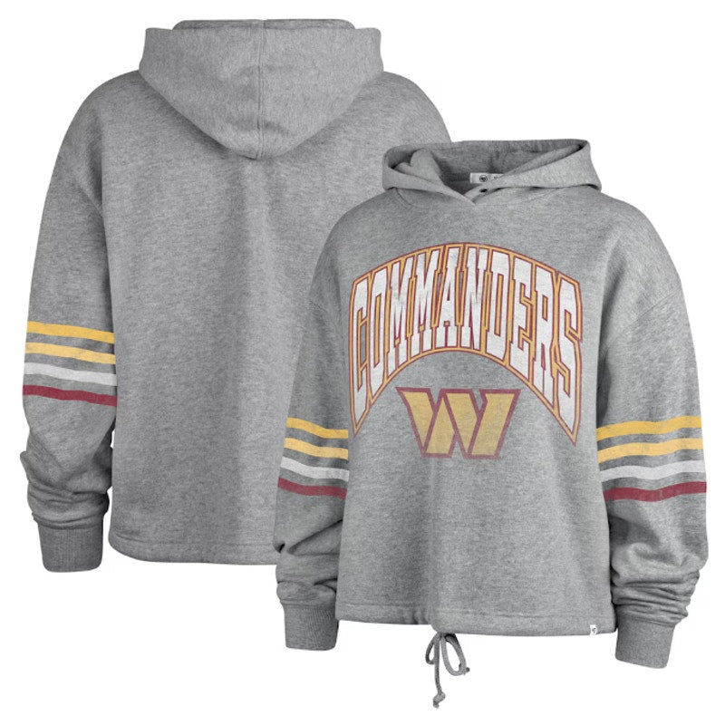 '47 Brand Womens Washington Commanders Crop Hoodie Large Gray Sweatshirt NWT