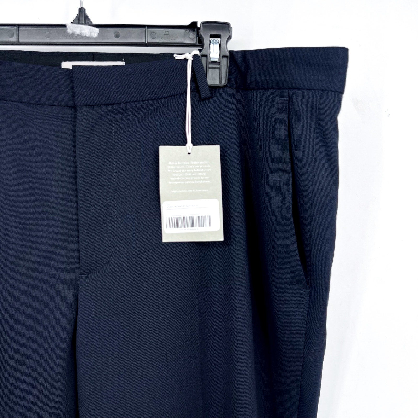 EVERLANE Men's The Italian Wool Pants 40x32 Navy Blue Flat Front Trousers NWT
