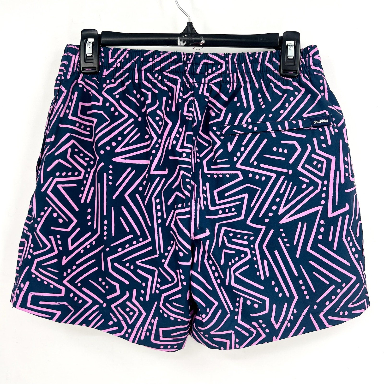 CHUBBIES Mens Dark Marzipans Classic Lined Swim Trunks Small Navy Geometric NWT