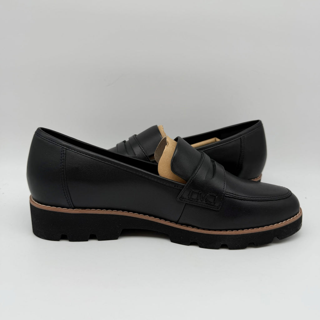 Vionic Womens Cheryl ll Loafers US 8 Wide EU 38.5 Black Leather NIB