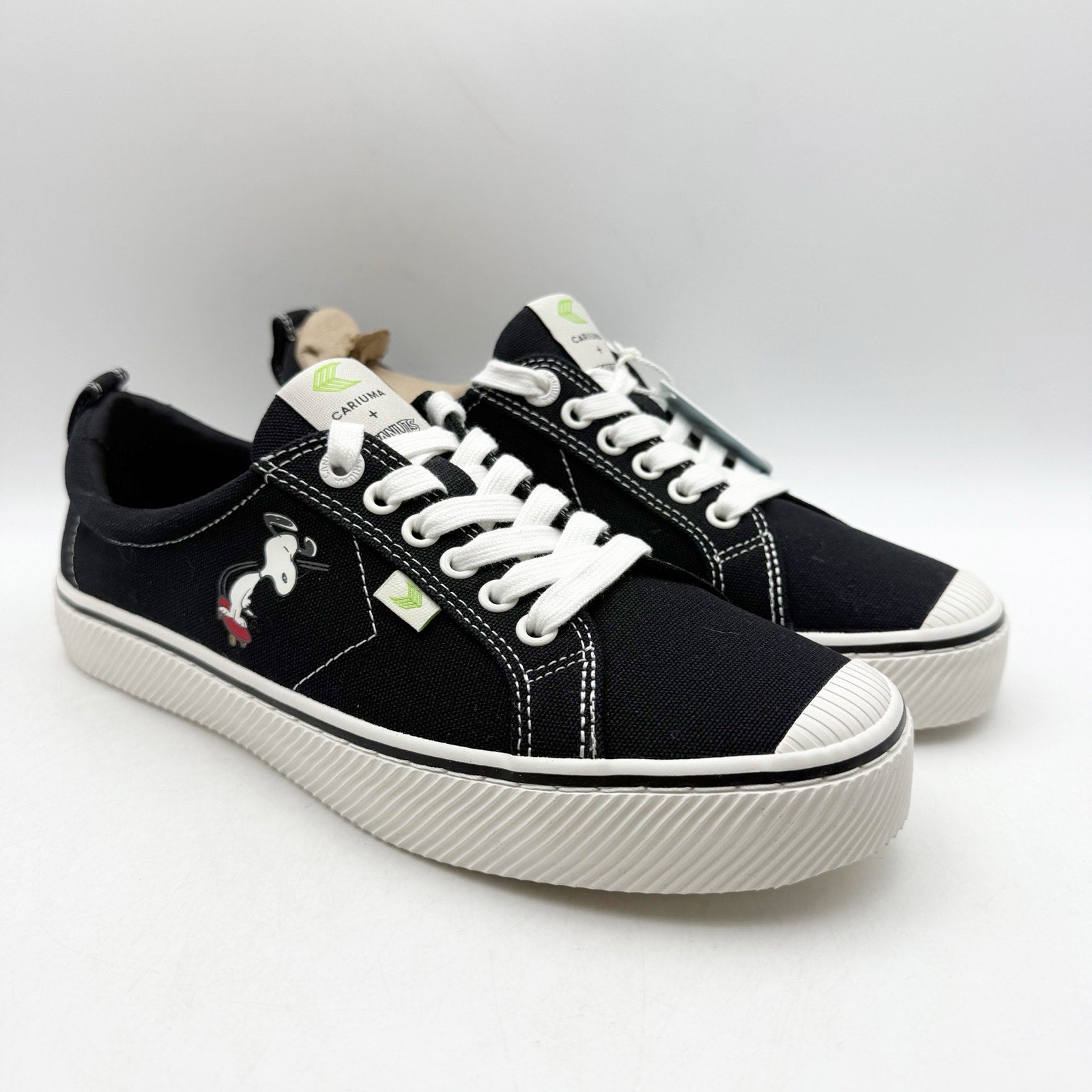 Cariuma Womens Peanuts OCA Low Canvas Sneakers US 9.5 Black Organic Cotton NWOB