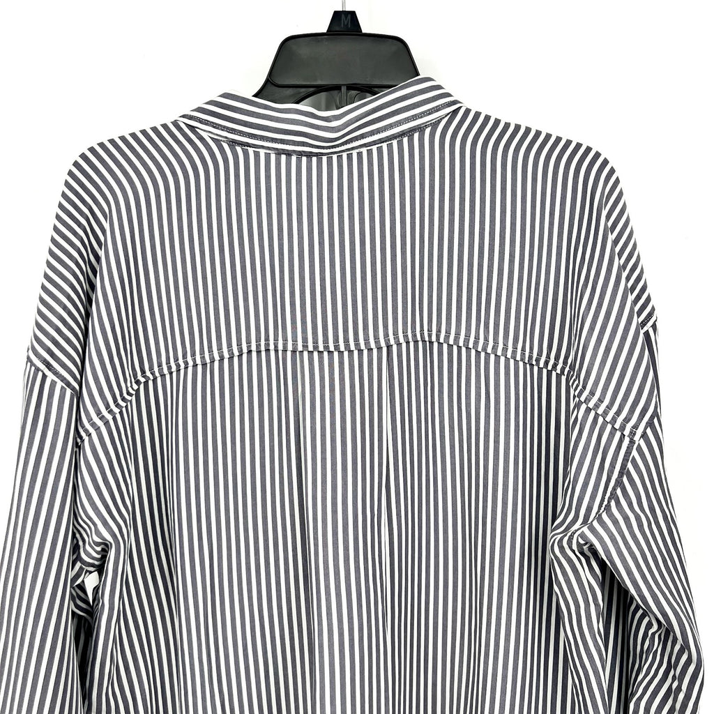 SPLENDID COLLECTION Ella Stripe Button Down Shirt Large Gray White NWT