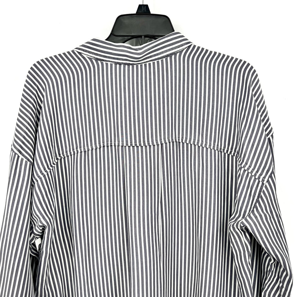 SPLENDID COLLECTION Ella Stripe Button Down Shirt Large Gray White NWT