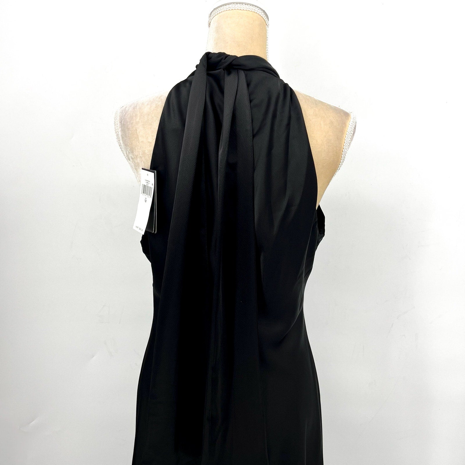 LAUREN RALPH LAUREN Satin Charmeuse Cocktail Dress Size 12 Black Halter NWT