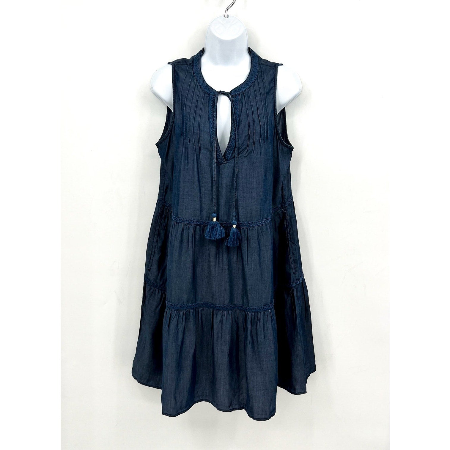 TOMMY BAHAMA Women's Chambray Coverup Dress Medium Blue Split-Neck NWT