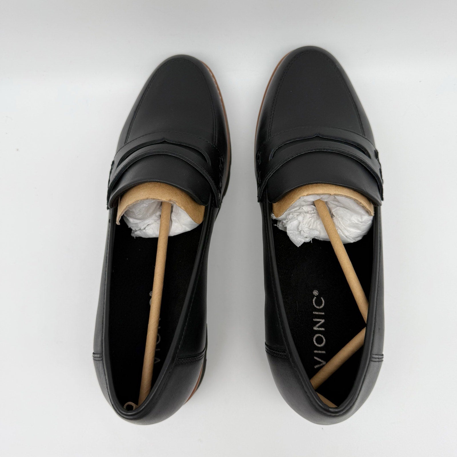 Vionic Womens Cheryl ll Loafers US 8 Wide EU 38.5 Black Leather NIB