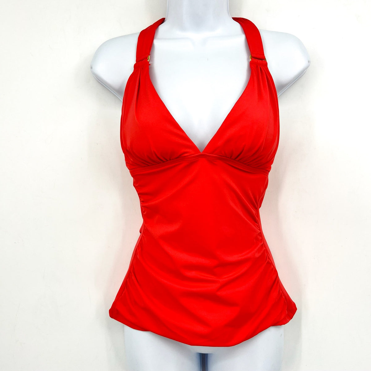 TOMMY BAHAMA Novelty Pearl Halter Ring Tankini Top Medium Pink Citrus Coral NWT