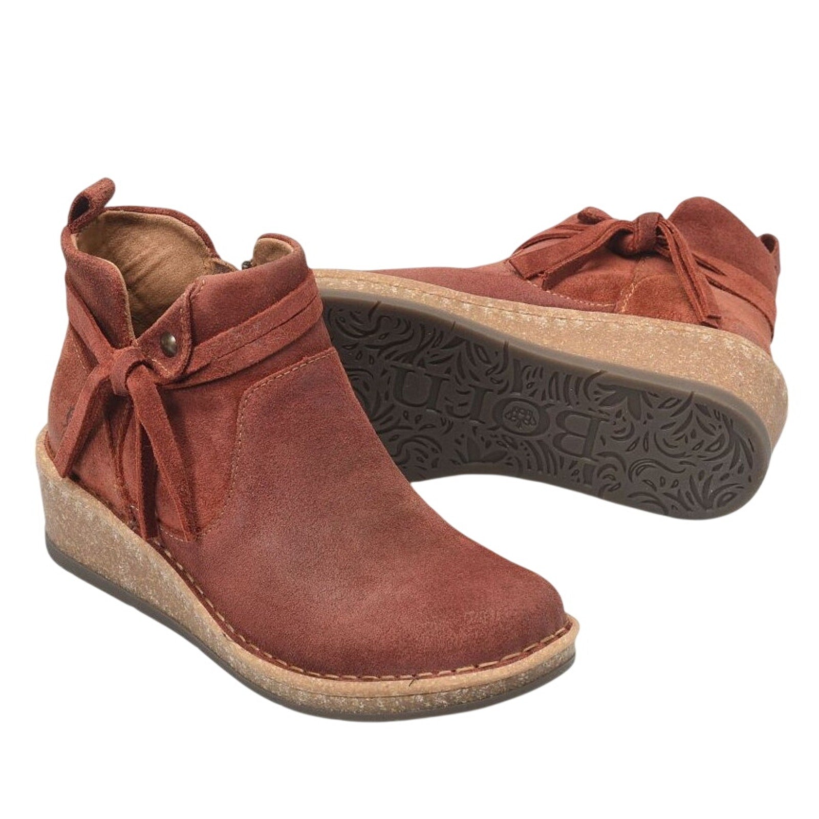 Born Womens Vaughn Ankle Booties US 10 M EU 40.5 Red Brown Suede NWOB