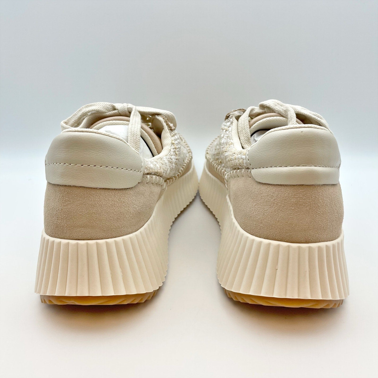 Dolce Vita Womens Dolen Sneaker US 8.5 Ivory Tan Leather Lace-Up Closure NIB