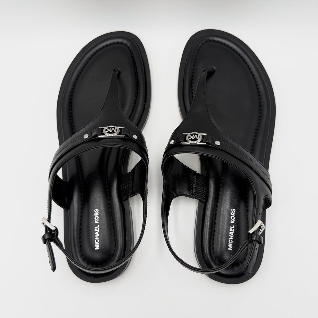 Michael Kors Womens Mandy Leather Thong Sandals Size 12 Black Slingback NIB