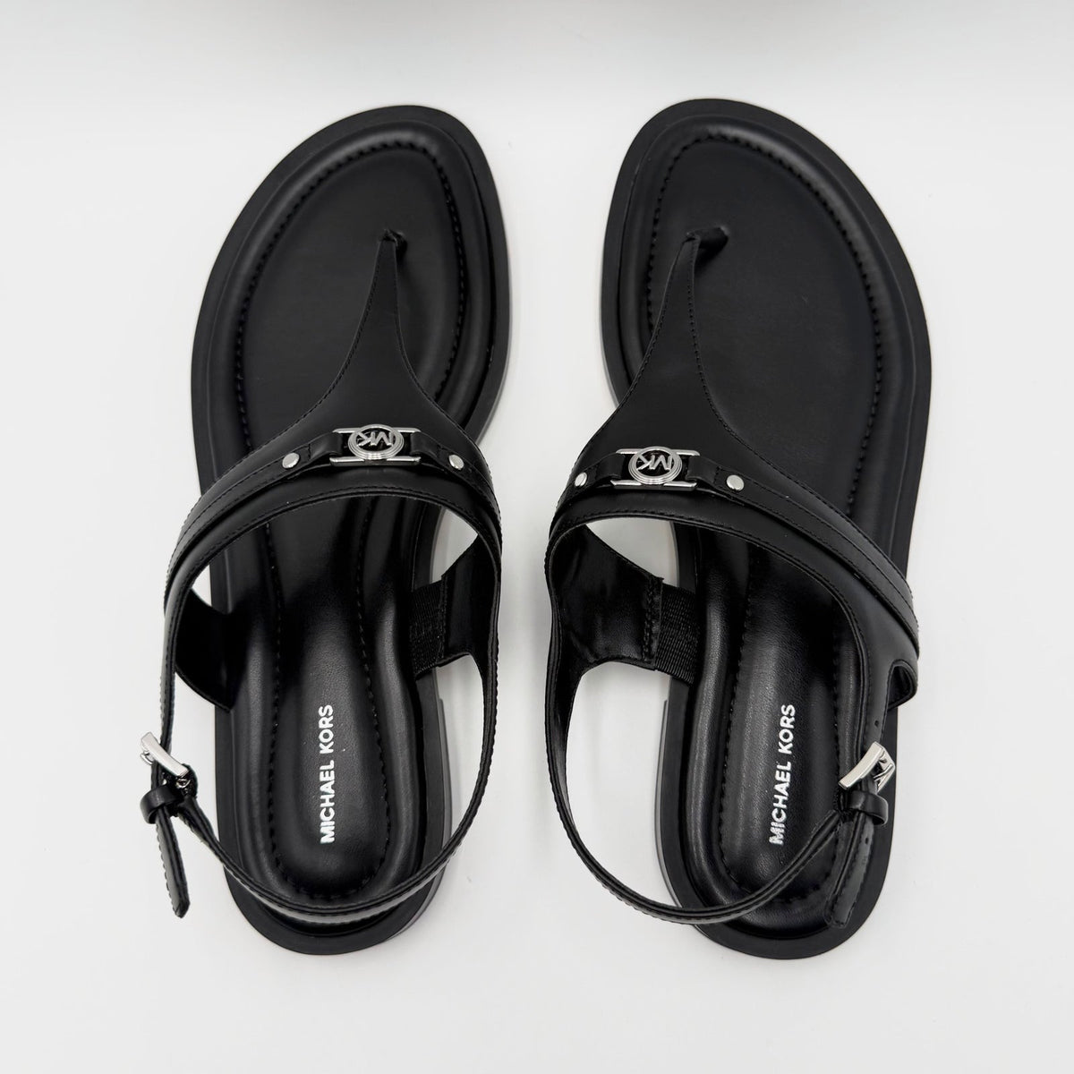 Michael Kors Womens Mandy Leather Thong Sandals Size 12 Black Slingback NIB