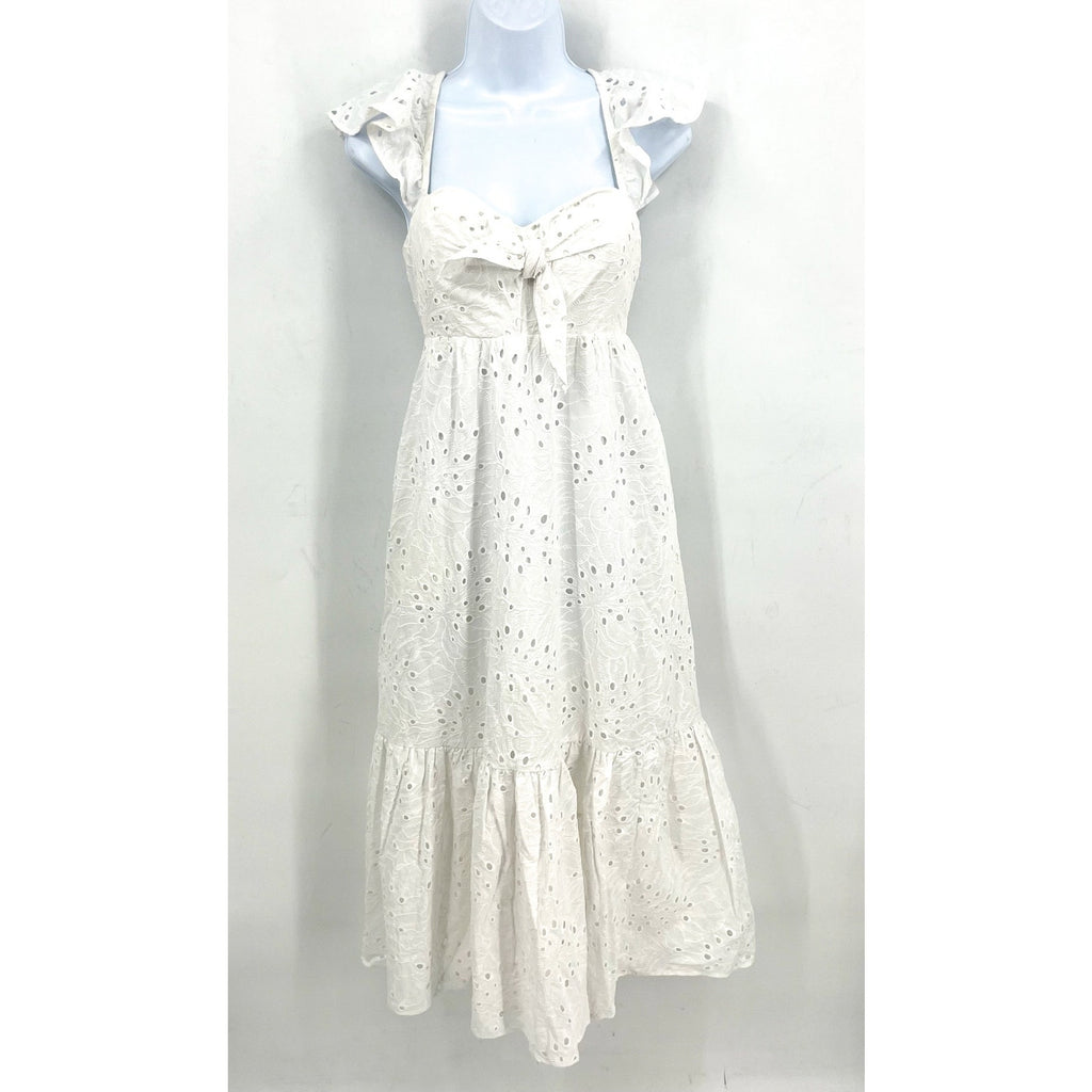LILLY PULITZER Lantana Eyelet Midi Dress Size 10 Resort White Flutter Sleeve NWT
