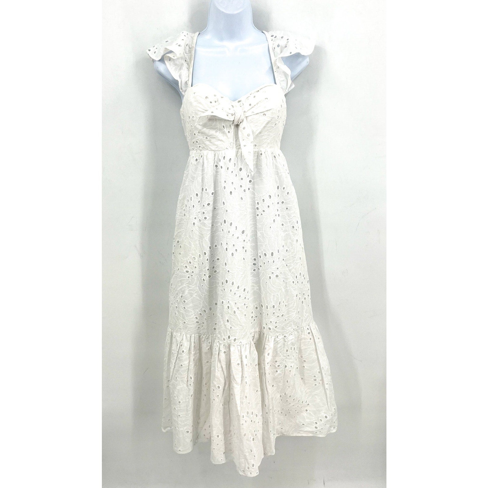 LILLY PULITZER Lantana Eyelet Midi Dress Size 10 Resort White Flutter Sleeve NWT