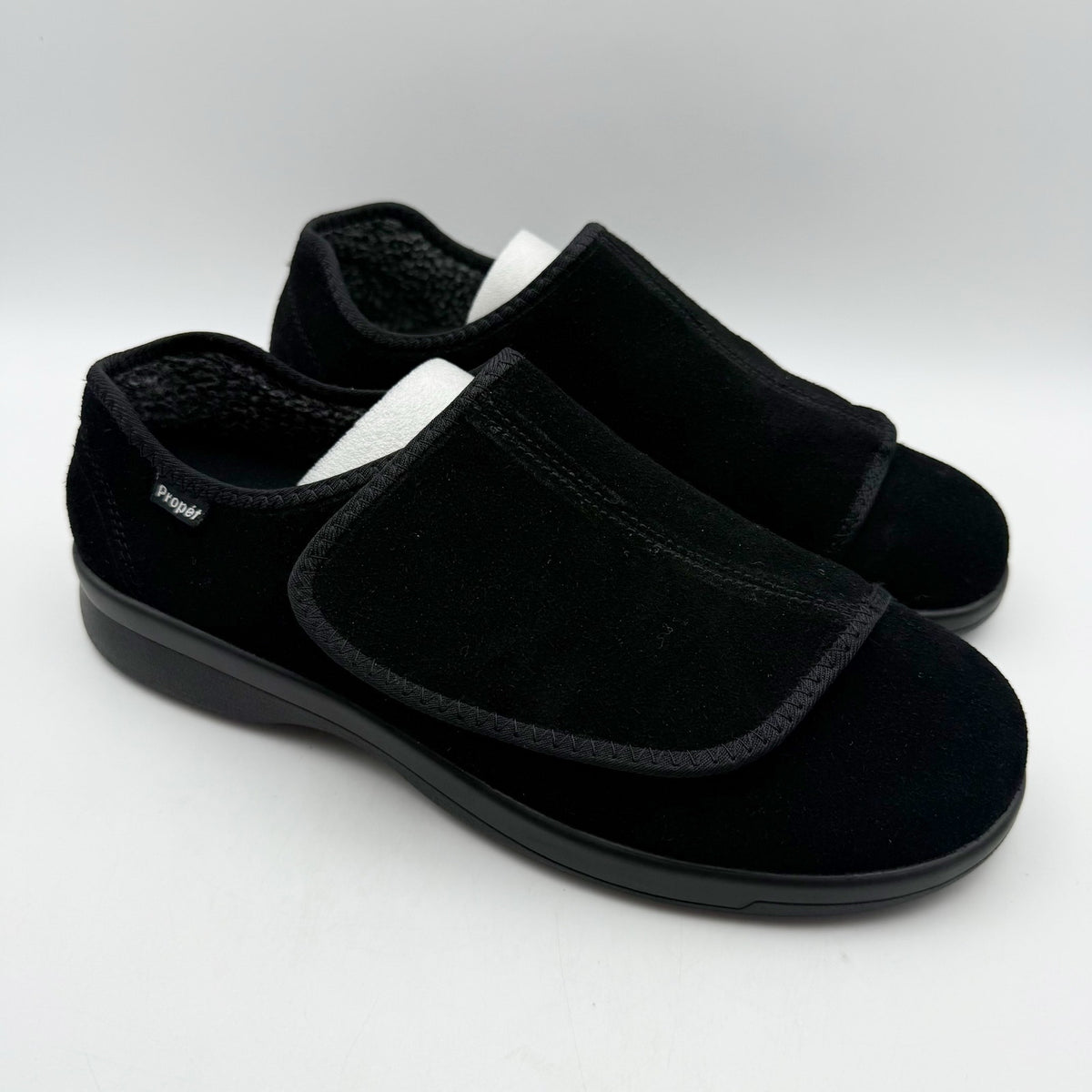 Propet Mens Coleman Slippers Size 9.5 M EU 42.5 Black Suede NIB