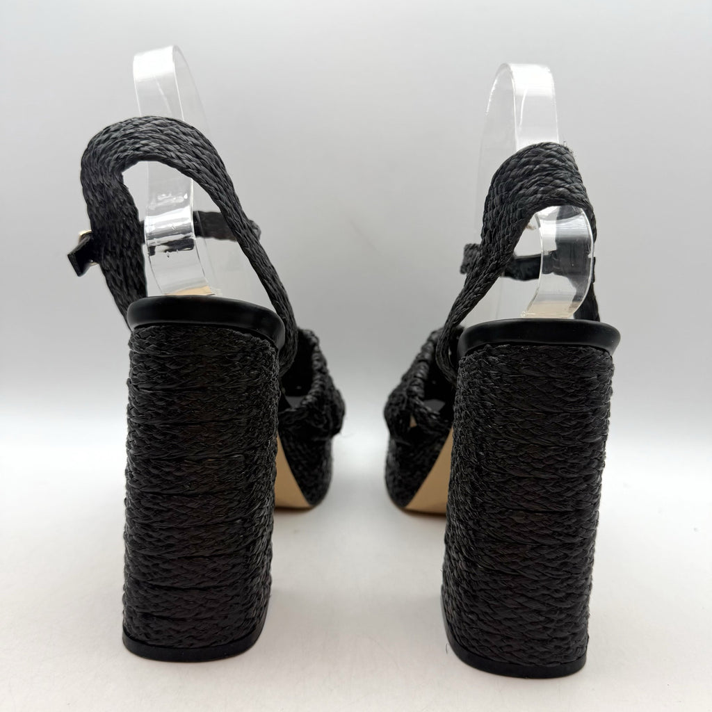 Nine West Womens Vadyn Platform Sandals US 8.5 M Black Heels NWOB