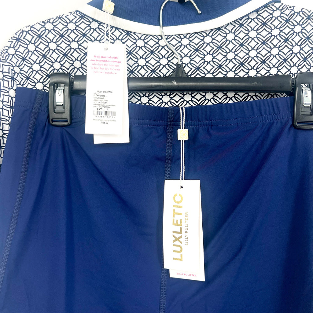 LILLY PULITZER Womens Luxletic Jessamy Dress Large Low Tide Navy Blue UPF 50 NWT
