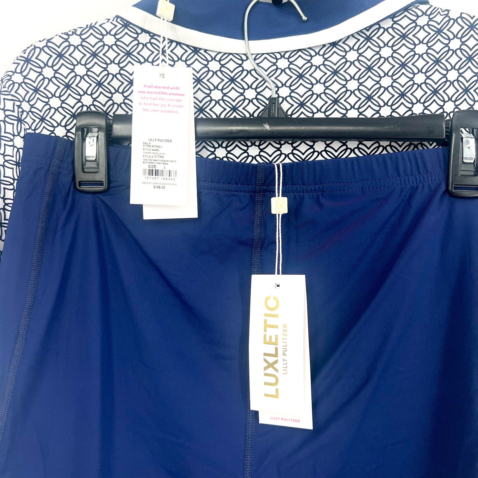 LILLY PULITZER Womens Luxletic Jessamy Dress Large Low Tide Navy Blue UPF 50 NWT