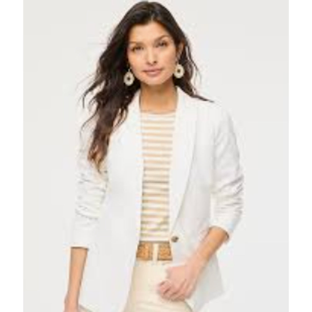 J.CREW Women's Holland Blazer Size 8 White One-Button Linen-blend AL222 NWT