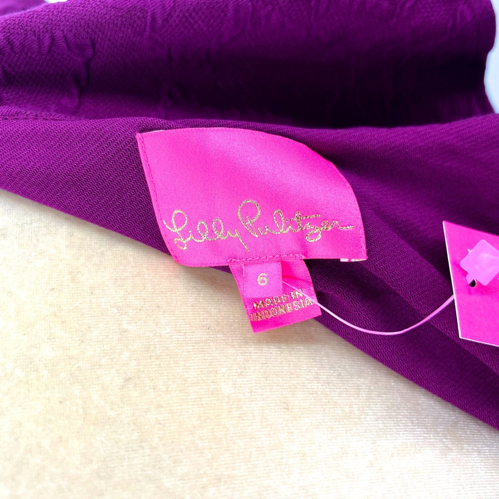 LILLY PULITZER Bordeaux One Shoulder Dress Size 6 Purple Cherry Jacquard NWT