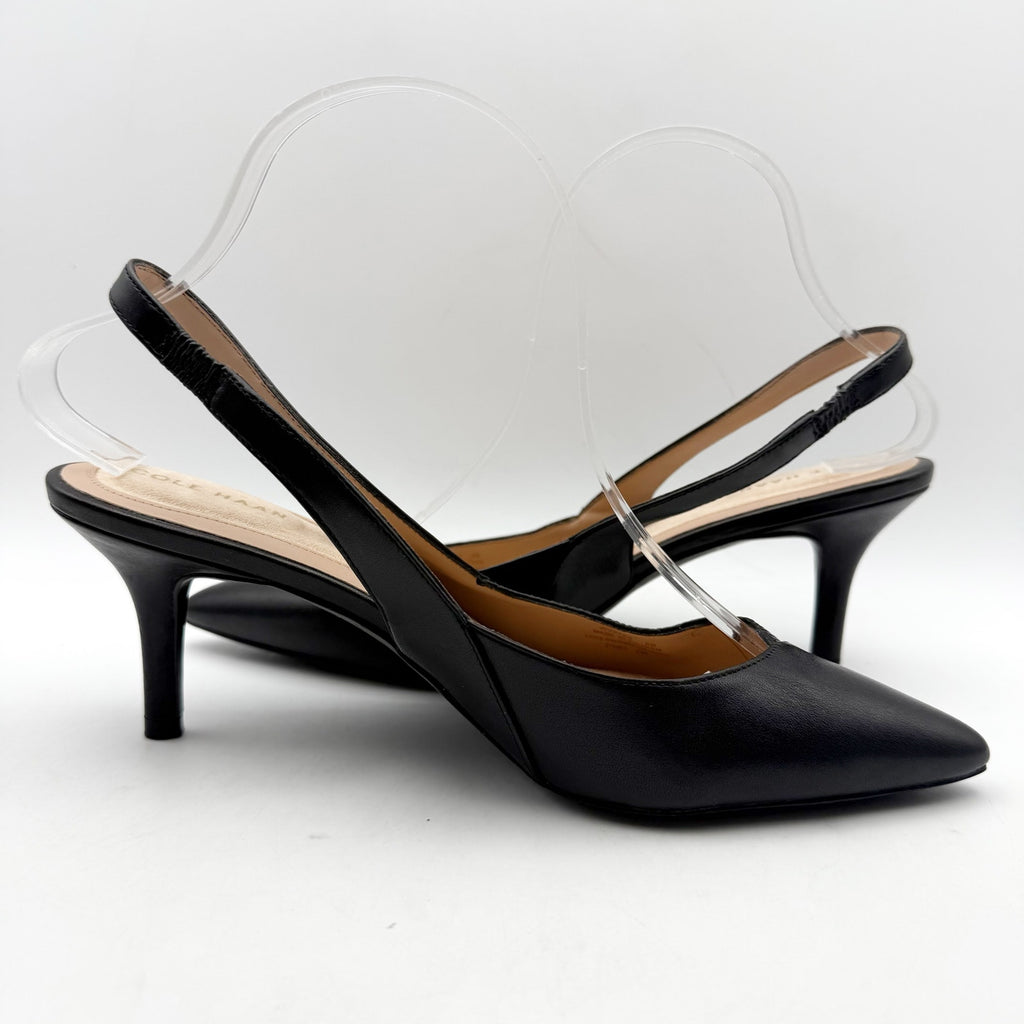 Cole Haan Womens The Go-To Slingback Pump US 8 B Black Leather Lizard Print NWOB