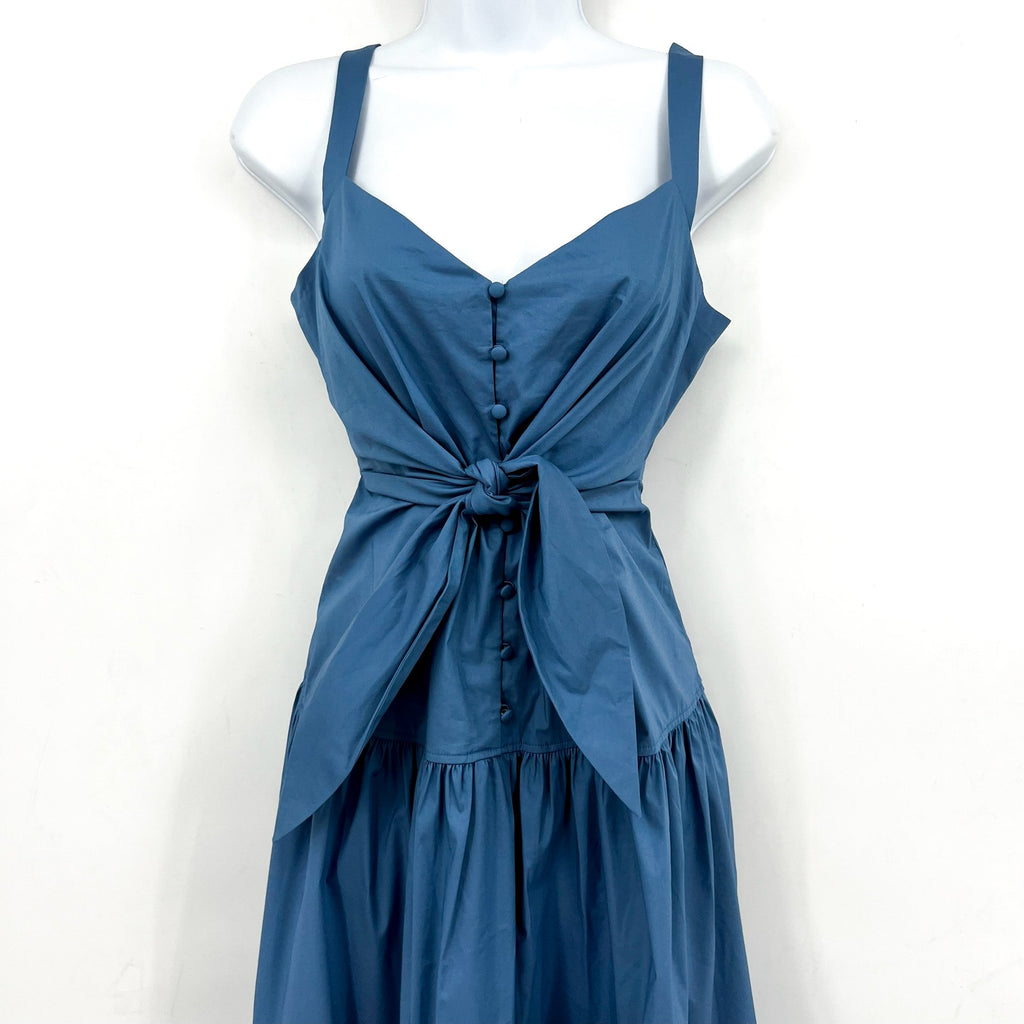LAUREN RALPH LAUREN Tie-Front Tiered Midi Dress Size 0 Blue Sundress Tank NWT