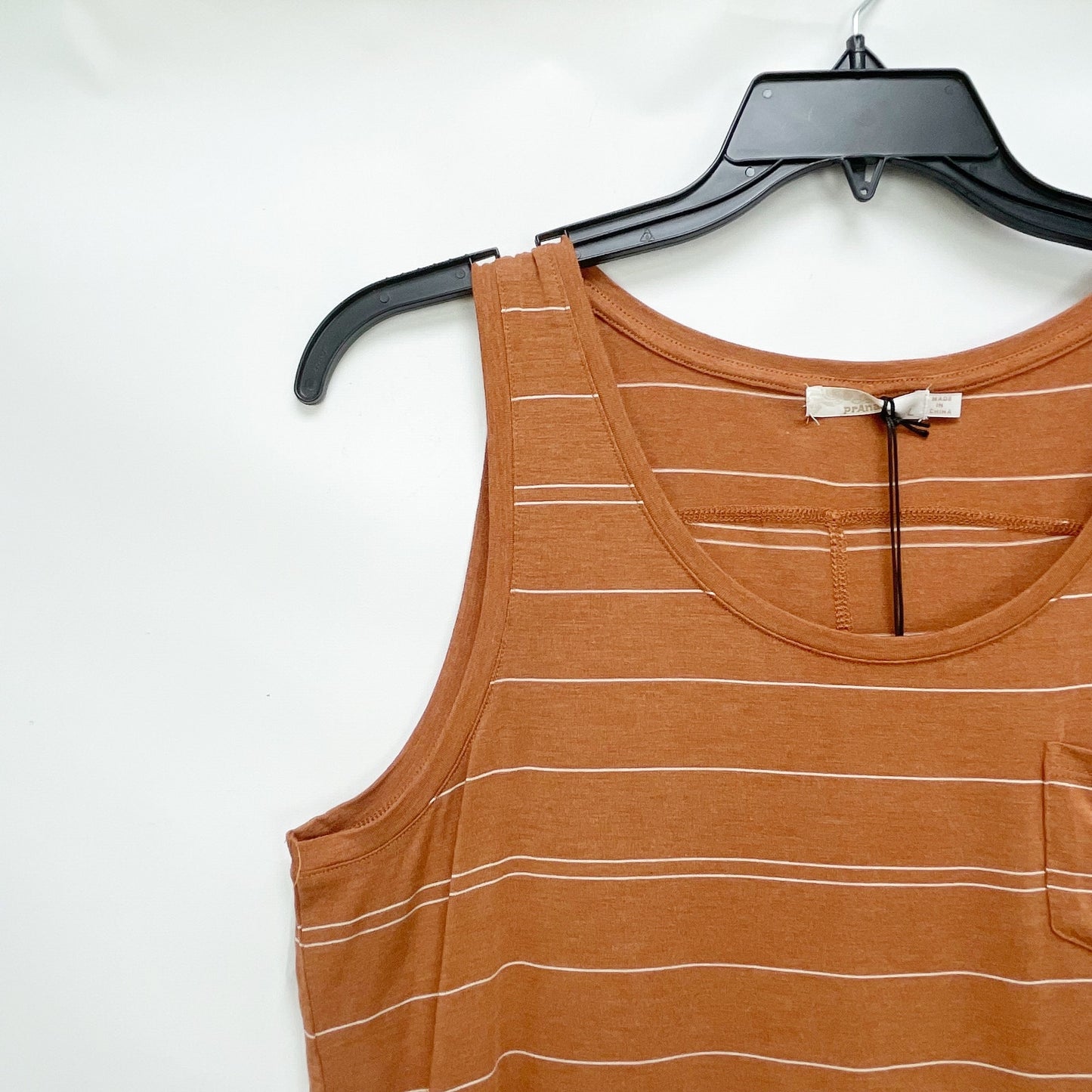 prAna Womens Foundation Scoop Neck Tank Copper Heather Stripe LARGE