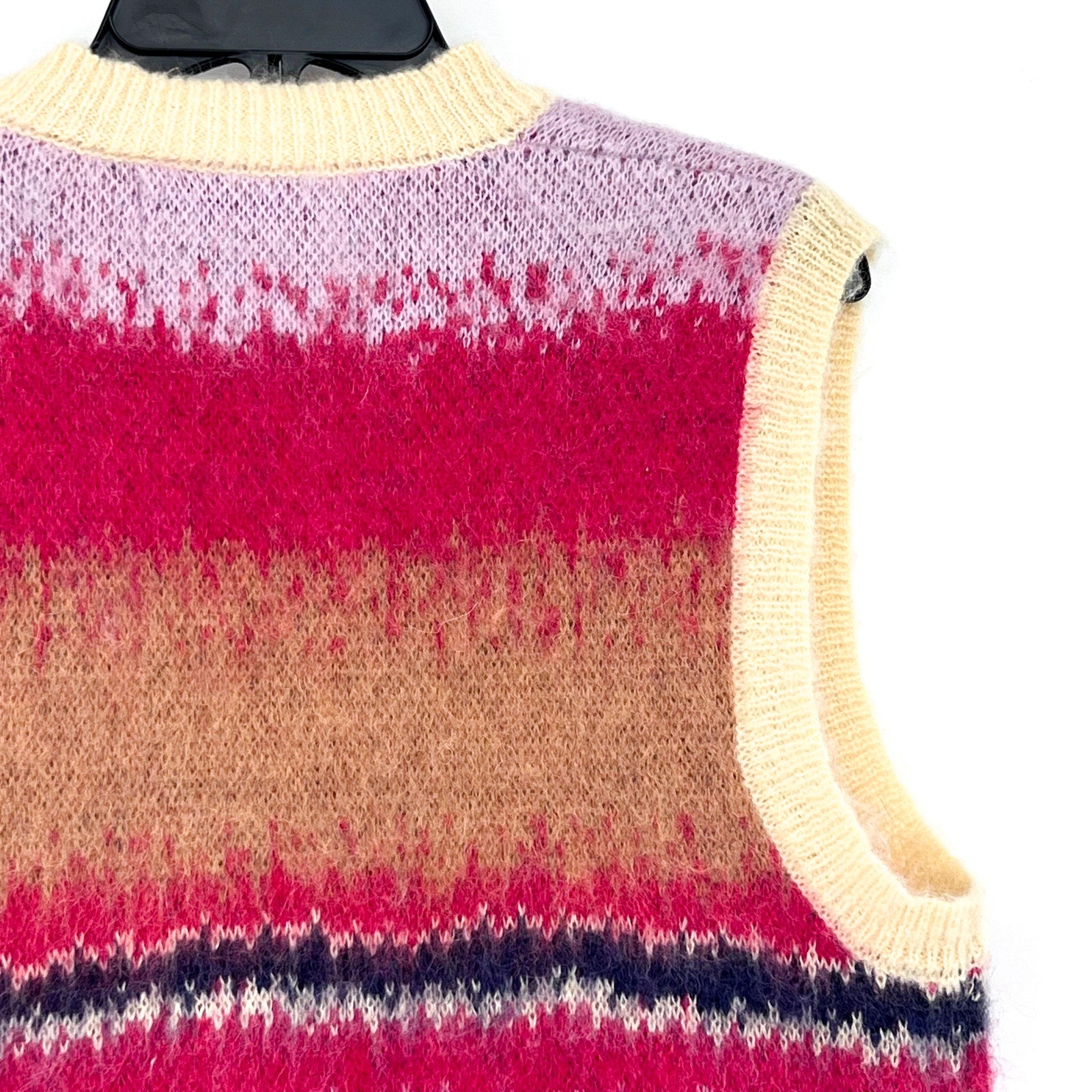 MOHAIR BY ADEDIM ASTERISKS UNISEX Mohair Knit Vest Small Pastel Multi NWOT