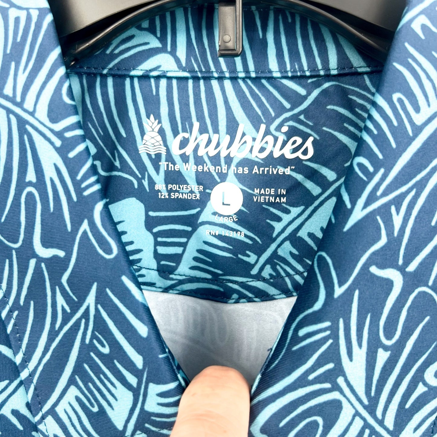 CHUBBIES Mens Performance Polo Shirt Large Blue Dyed And True Print SS NWT