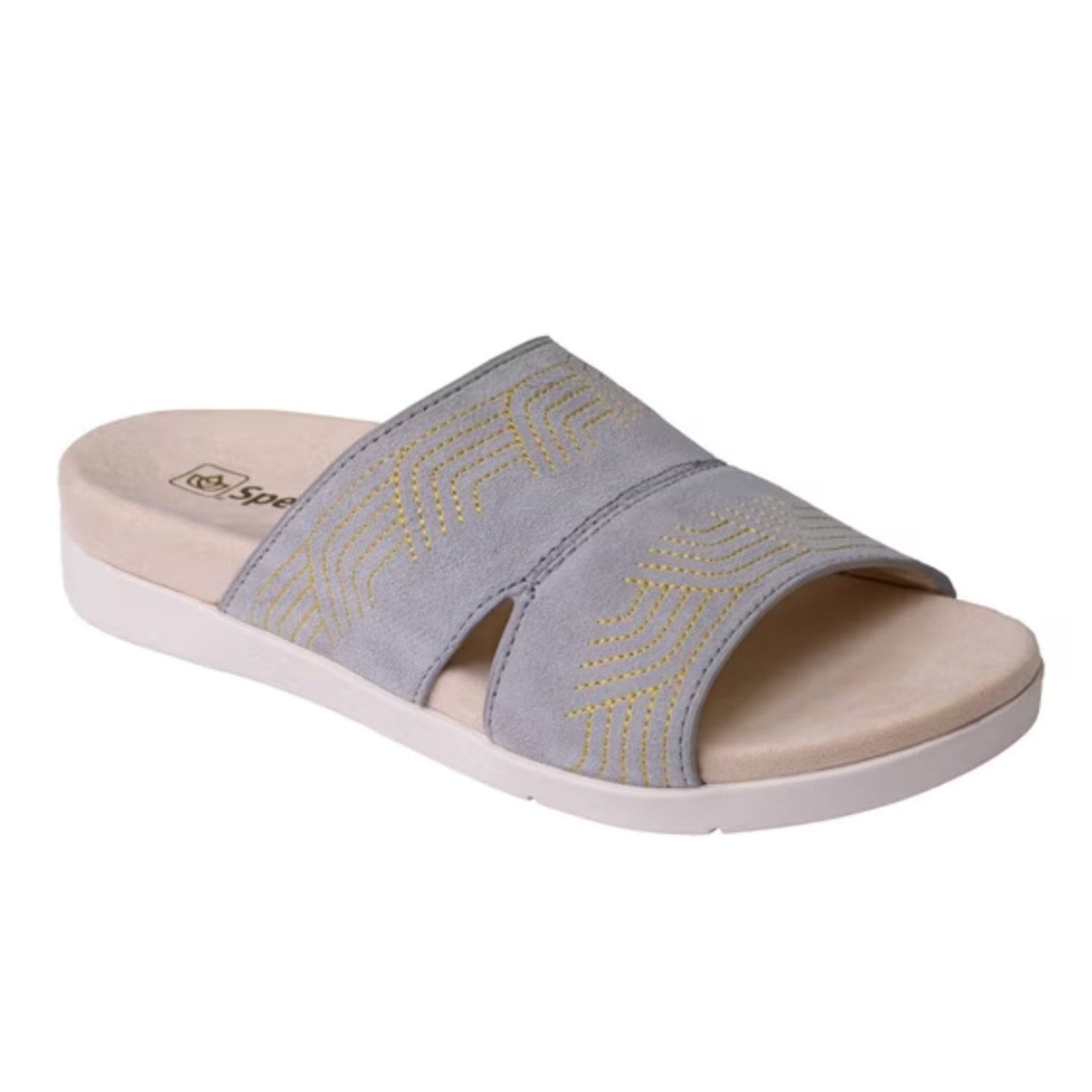Spenco Womens Twilight Ellie Slide Sandals US 11 WIDE EU 41.5 Grey Leather NIB