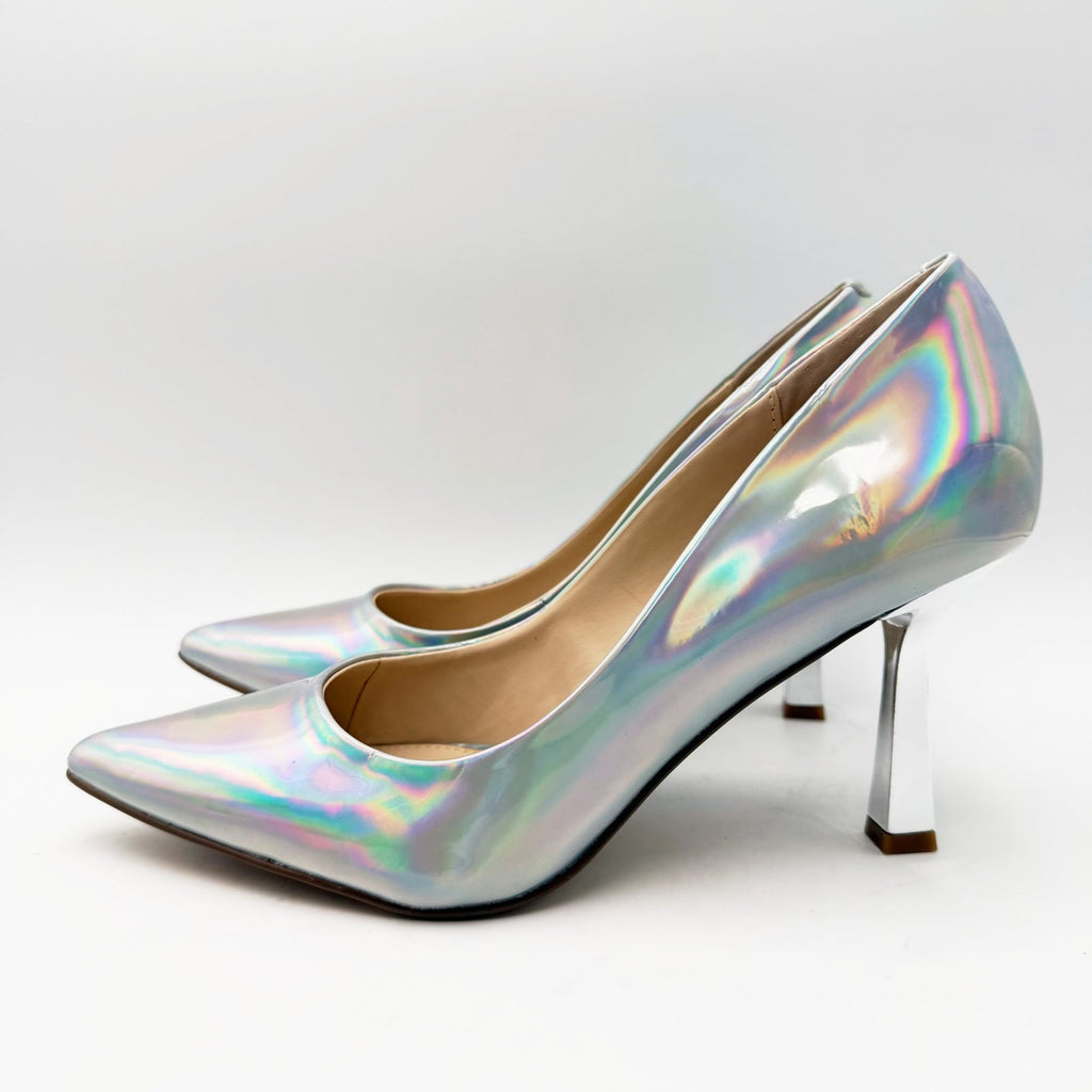 Steve Madden Womens Salza Pointed Toe Pumps Size 8.5 Silver Iridescent NWOB