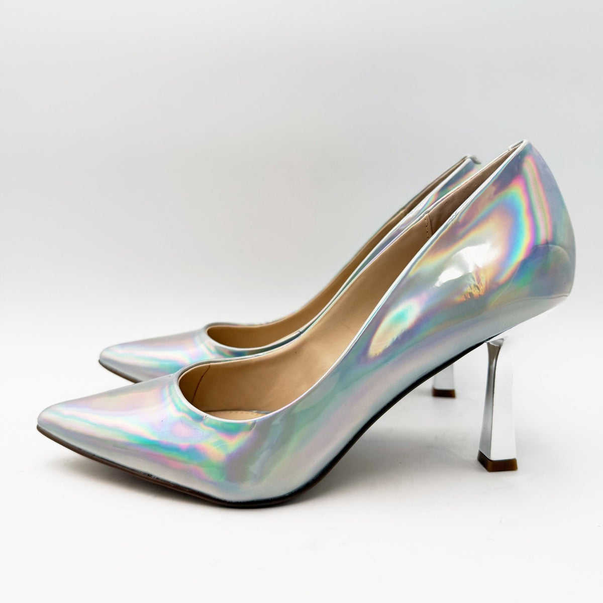 Steve Madden Womens Salza Pointed Toe Pumps Size 8.5 Silver Iridescent NWOB