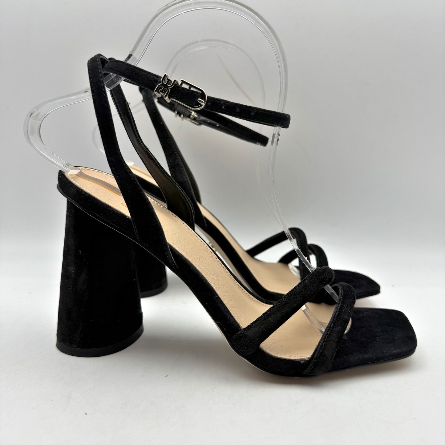 Sam Edelman Womens Kia Heeled Sandal US 7 EU 37 Black Suede NWOB