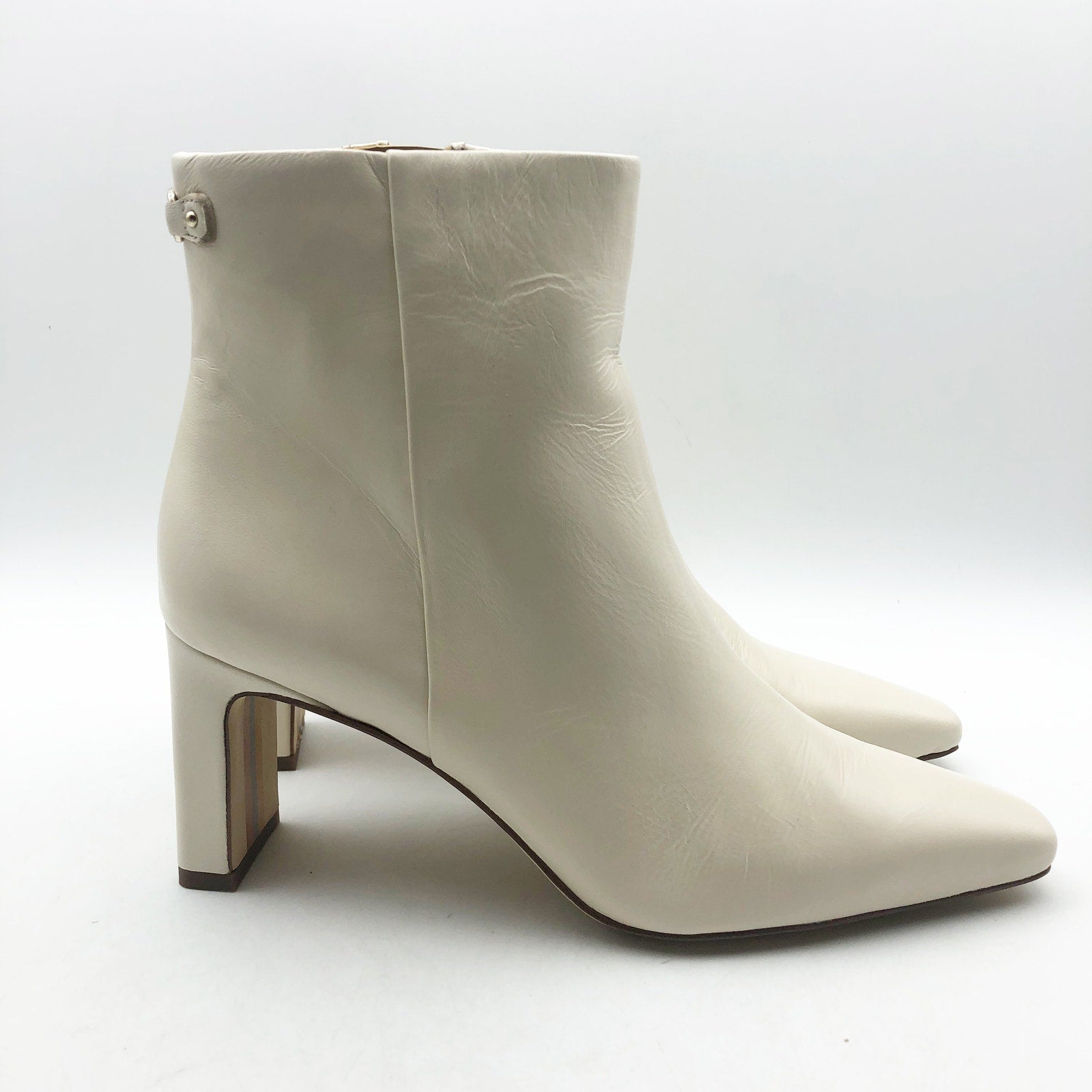Sam Edelman Womens Saige 2 Ankle Boots US 7.5 M EU 38 White Cream Leather NWOB