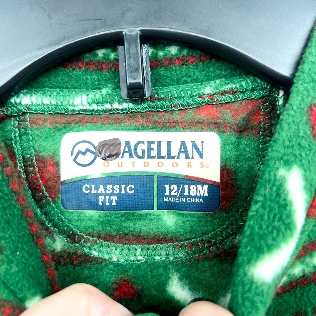 MAGELLAN OUTDOOR Kids Footed Pajamas 12-18 Months Holiday Fleece Full Zip NWOT