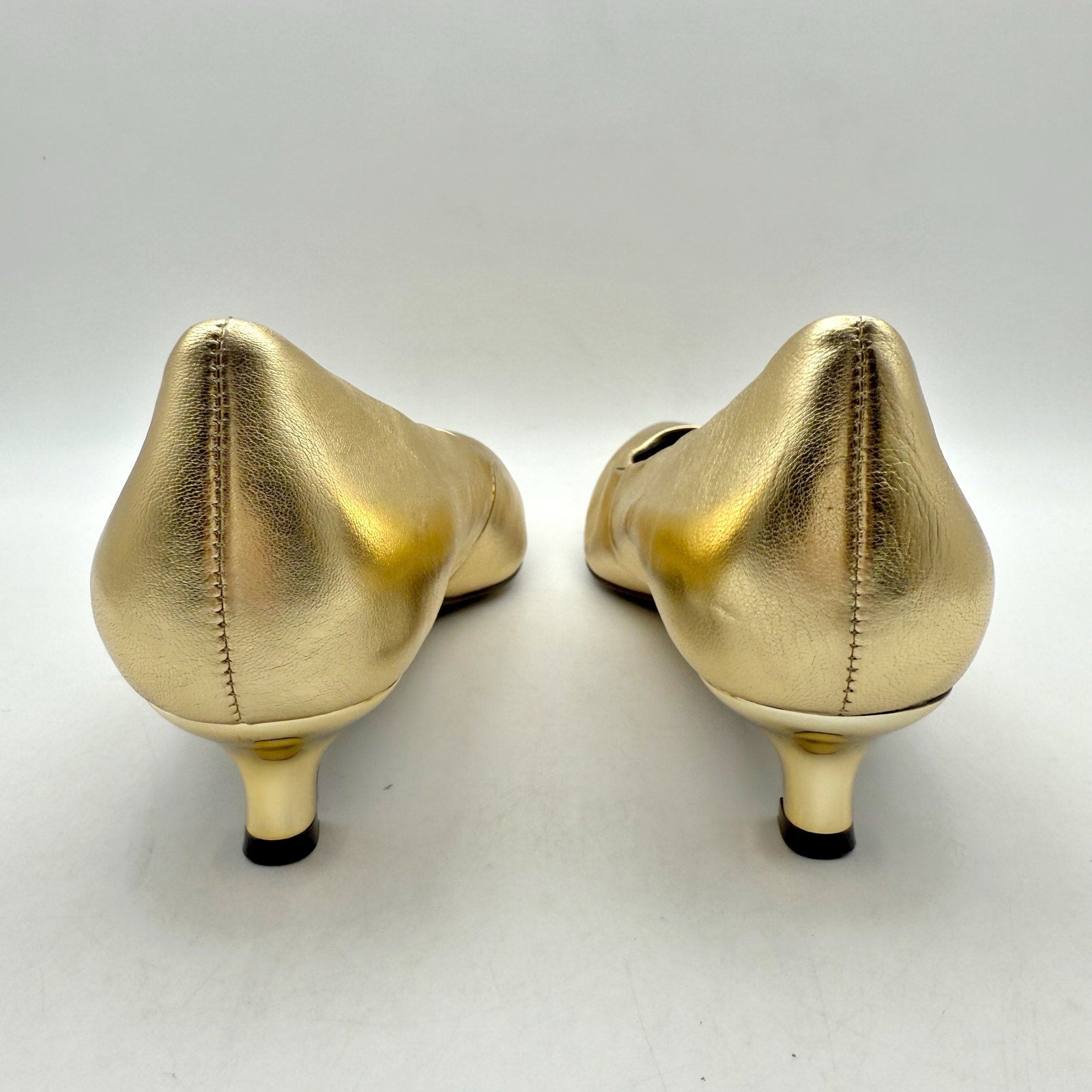Naturalizer Womens Natalia Kitten Heels US 7 WIDE EU 37 Gold Leather NWOB