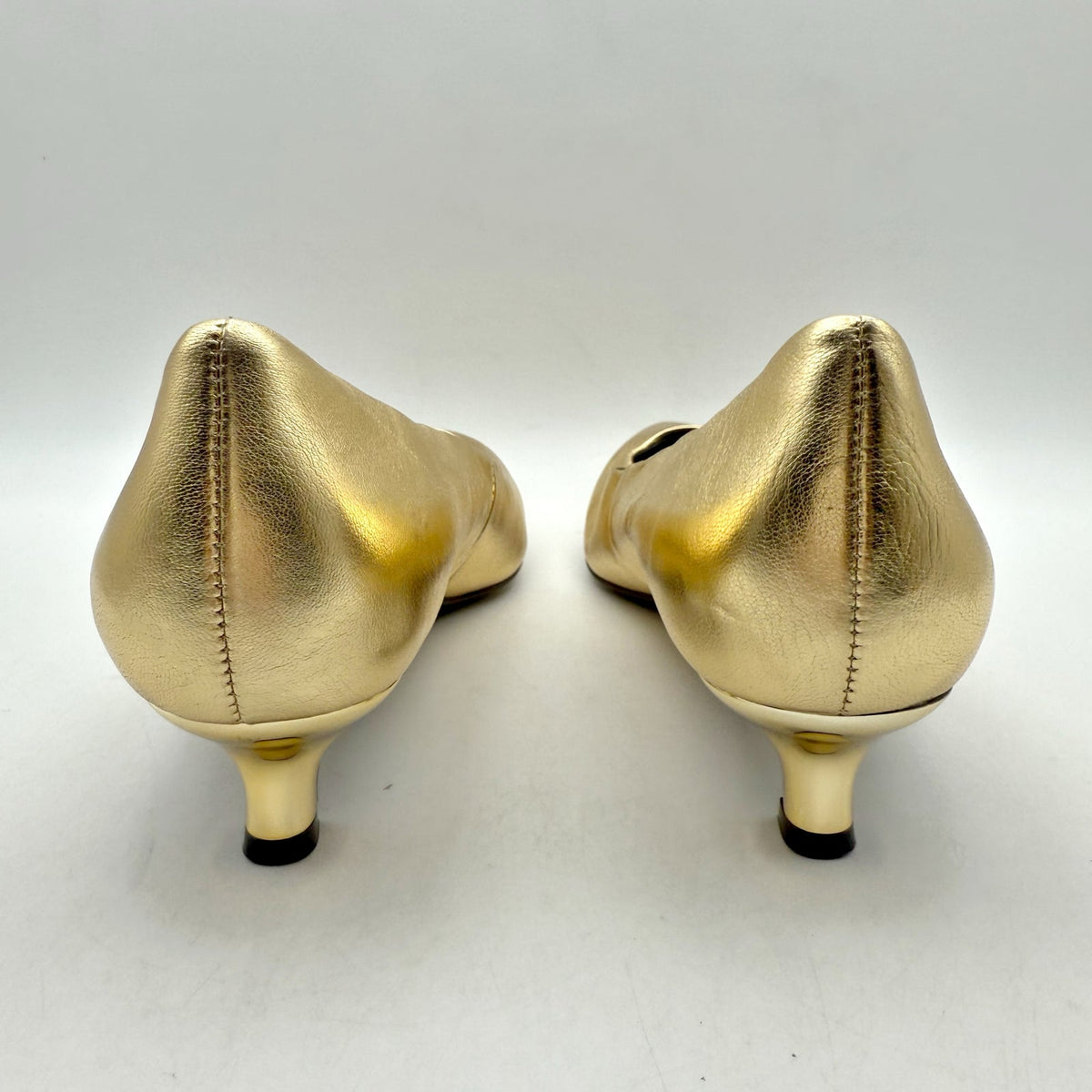 Naturalizer Womens Natalia Kitten Heels Size 7 WIDE EU 37 Gold Leather NWOB