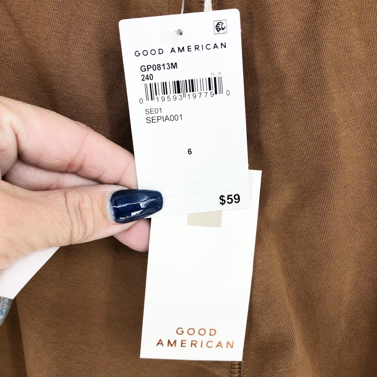 GOOD AMERICAN Essential Tie-Waist Leggings 3XL Tan Sepia Cotton Jersey NWT
