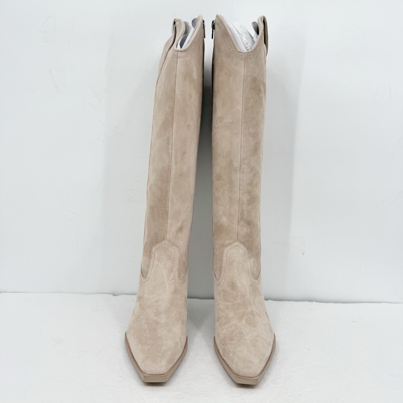 Dolce Vita Womens Ariana Boots US 9 EU 40 Taupe Suede Heel Western NIB