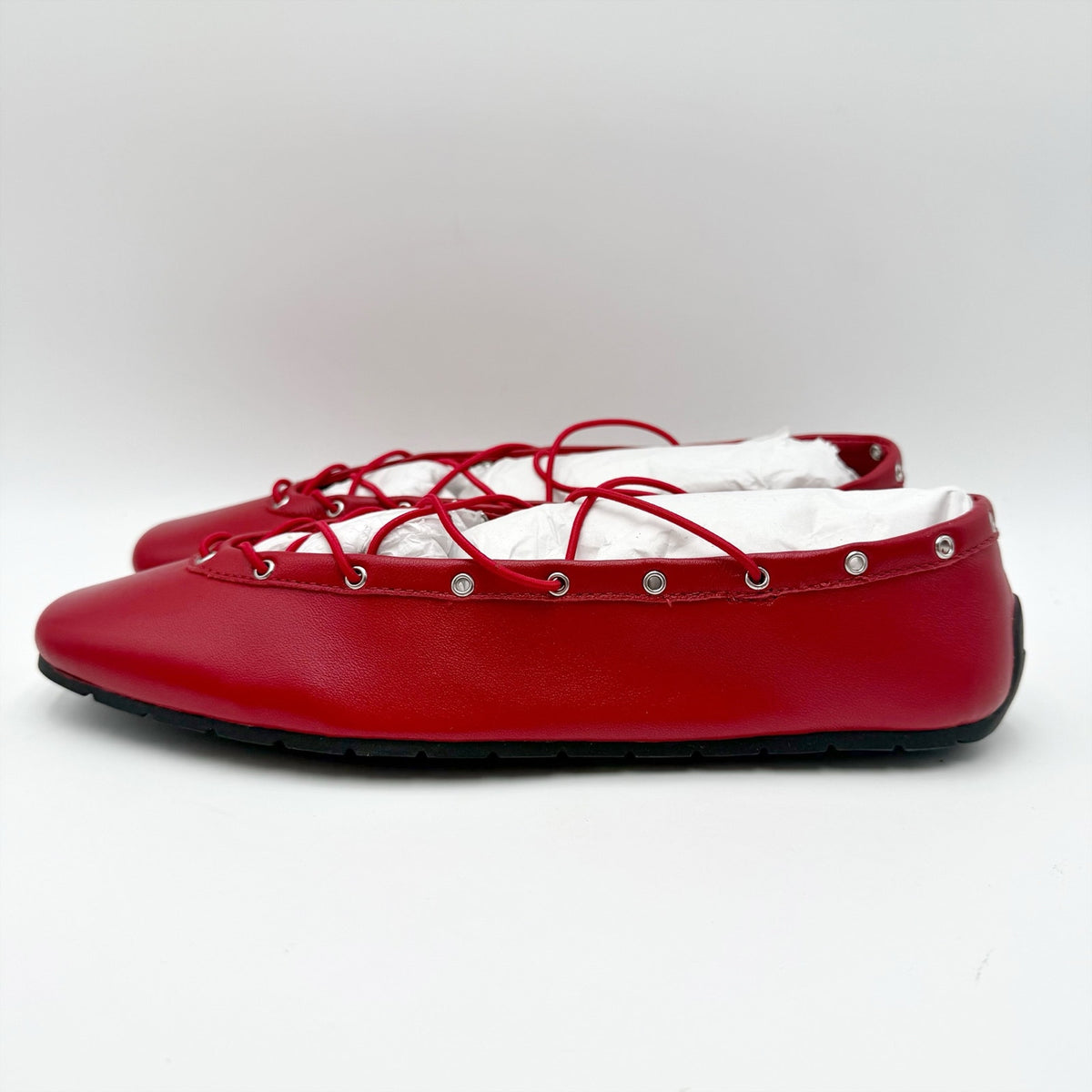 Steve Madden Womens Pointe Flats Size 8 M Red Leather Lace-Up NIB